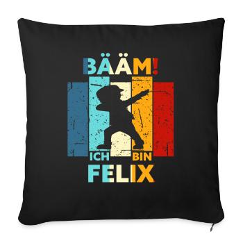 Felix Geschenk Name Vorname Geburtstag - Sofakissenbezug 45 x 45 cm - Schwarz - Vorne