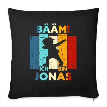 Jonas Geschenk Name Vorname Geburtstag - Sofakissenbezug 45 x 45 cm - Schwarz - Vorne