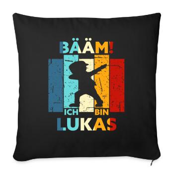 Lukas Geschenk Name Vorname Geburtstag - Sofakissenbezug 45 x 45 cm - Schwarz - Vorne