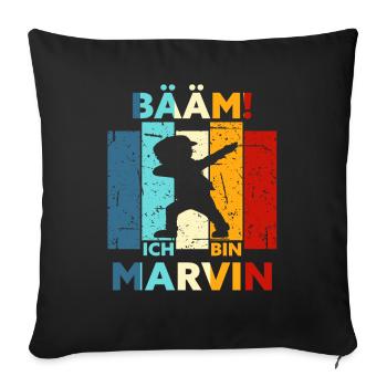 Marvin Geschenk Name Vorname Geburtstag - Sofakissenbezug 45 x 45 cm - Schwarz - Vorne