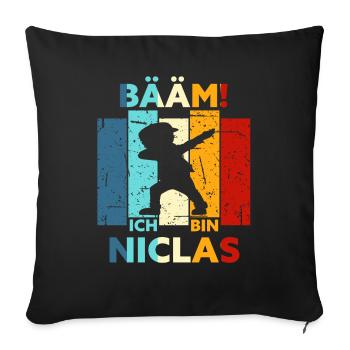 Niclas Geschenk Name Vorname Geburtstag - Sofakissenbezug 45 x 45 cm - Schwarz - Vorne