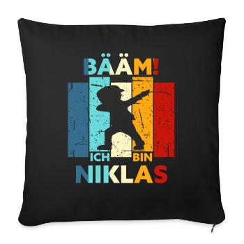 Niklas Geschenk Name Vorname Geburtstag - Sofakissenbezug 45 x 45 cm - Schwarz - Vorne