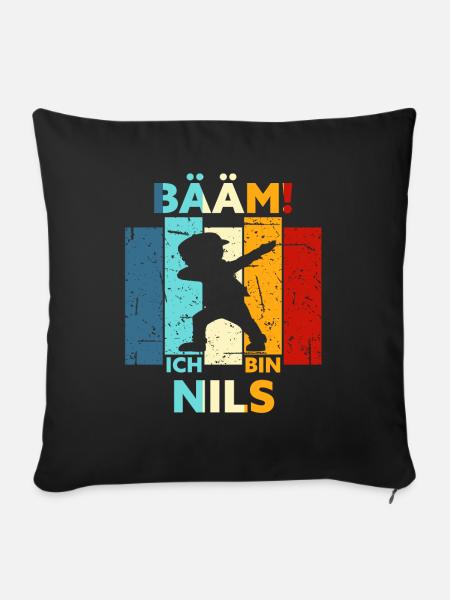 Nils Geschenk Name Vorname Geburtstag - Sofakissenbezug 45 x 45 cm - Schwarz