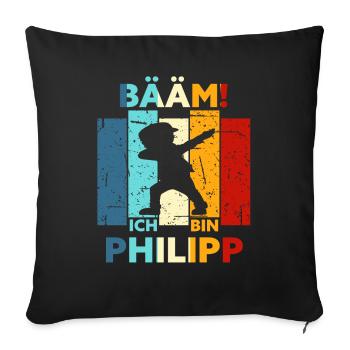 Philipp Geschenk Name Vorname Geburtstag - Sofakissenbezug 45 x 45 cm - Schwarz - Vorne