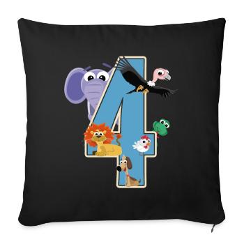 4e anniversaire 4 ans Quatre jeunes filles cadeau - Housse de coussin décorative 45 x 45 cm - noir - Devant