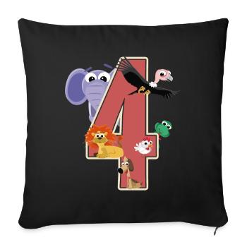 4e anniversaire 4 ans Quatre jeunes filles cadeau - Housse de coussin décorative 45 x 45 cm - noir - Devant