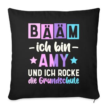 Name Amy Geschenk Grundschule - Sofakissenbezug 45 x 45 cm - Schwarz - Vorne