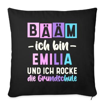 Name Emilia Geschenk Grundschule - Sofakissenbezug 45 x 45 cm - Schwarz - Vorne