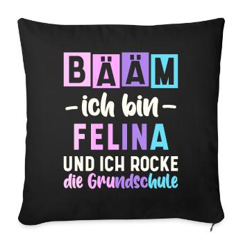 Name Felina Geschenk Grundschule - Sofakissenbezug 45 x 45 cm - Schwarz - Vorne