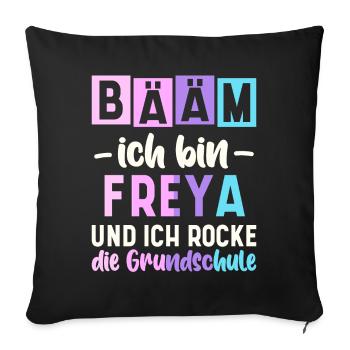 Name Freya Geschenk Grundschule - Sofakissenbezug 45 x 45 cm - Schwarz - Vorne