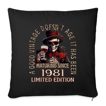42nd Birthday 1981 42 Good vintage - Sofa pillowcase 17,3'' x 17,3'' (45 x 45 cm) - black - Front