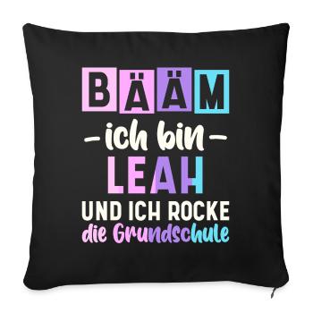 Name Leah Geschenk Grundschule - Sofakissenbezug 45 x 45 cm - Schwarz - Vorne