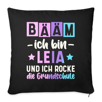 Name Leia Geschenk Grundschule - Sofakissenbezug 45 x 45 cm - Schwarz - Vorne