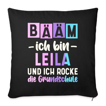Name Leila Geschenk Grundschule - Sofakissenbezug 45 x 45 cm - Schwarz - Vorne