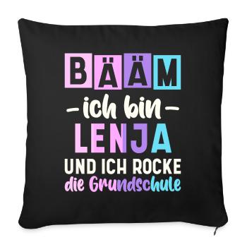 Name Lenja Geschenk Grundschule - Sofakissenbezug 45 x 45 cm - Schwarz - Vorne