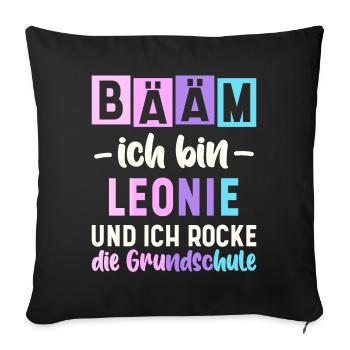 Name Leonie Geschenk Grundschule - Sofakissenbezug 45 x 45 cm - Schwarz - Vorne