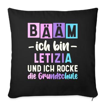 Name Letizia Geschenk Grundschule - Sofakissenbezug 45 x 45 cm - Schwarz - Vorne