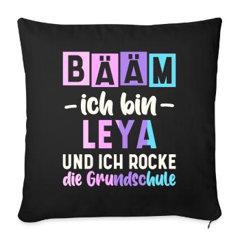 Name Leya Geschenk Grundschule - Sofakissenbezug 45 x 45 cm - Schwarz - Vorne