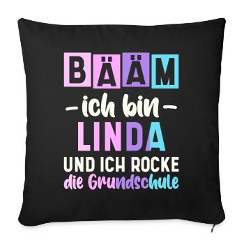 Name Linda Geschenk Grundschule - Sofakissenbezug 45 x 45 cm - Schwarz - Vorne