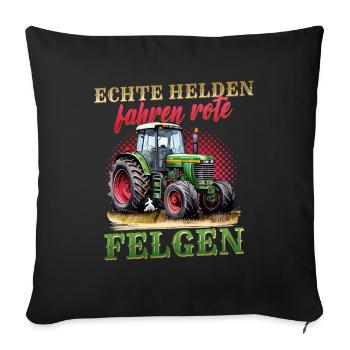 Landwirt Traktor Echte Helden Fahren Rote Felgen - Sofakissenbezug 45 x 45 cm - Schwarz - Vorne