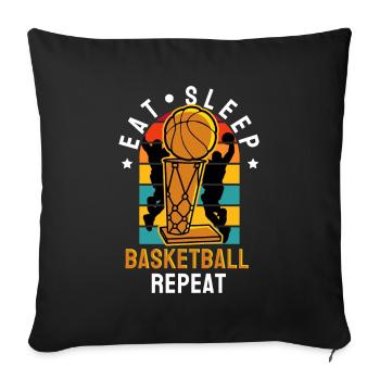 Eat Sleep Basketball Repeat Bball Idée cadeau - Housse de coussin décorative 45 x 45 cm - noir - Devant