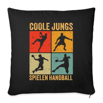Handball Geschenk Handballer Junge Handballspieler - Sofakissenbezug 45 x 45 cm - Schwarz - Vorne