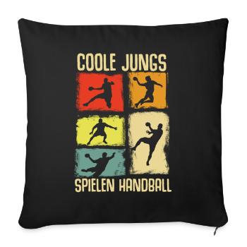 Handball Geschenk Handballer Junge Handballspieler - Sofakissenbezug 45 x 45 cm - Schwarz - Vorne
