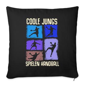 Handball Geschenk Handballer Junge Handballspieler - Sofakissenbezug 45 x 45 cm - Schwarz - Vorne
