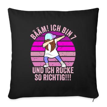 7 Jahre Mädchen Geschenk 7. Geburtstag Sieben - Sofakissenbezug 45 x 45 cm - Schwarz - Vorne