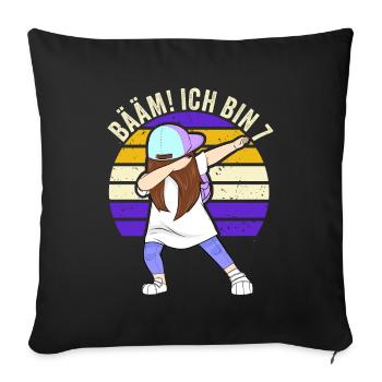 7 Jahre Mädchen Geschenk 7. Geburtstag Sieben - Sofakissenbezug 45 x 45 cm - Schwarz - Vorne