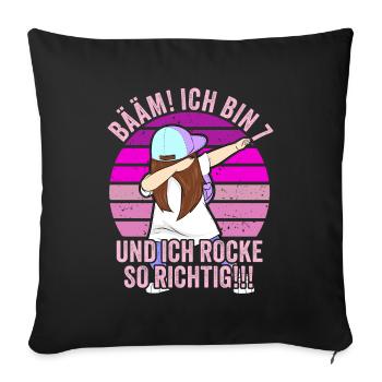 7 Jahre Mädchen Geschenk 7. Geburtstag Sieben - Sofakissenbezug 45 x 45 cm - Schwarz - Vorne