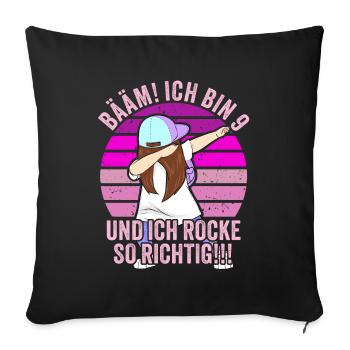 9 Jahre Mädchen Geschenk 9. Geburtstag Neun - Sofakissenbezug 45 x 45 cm - Schwarz - Vorne