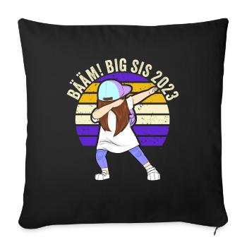 Werdende Schwester Geschenk Große Ankündigung - Sofakissenbezug 45 x 45 cm - Schwarz - Vorne
