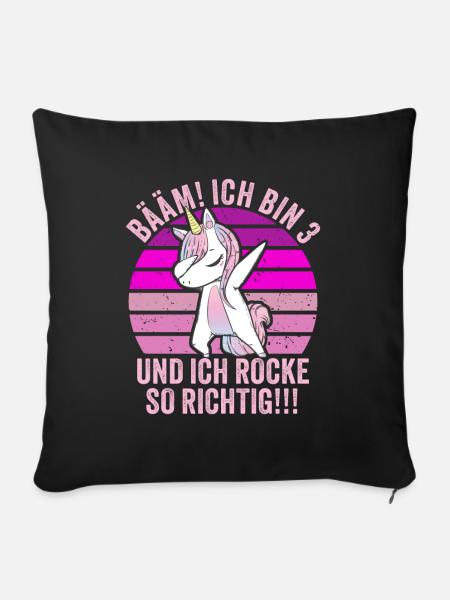 3 Jahre Mädchen Geschenk 3. Geburtstag Drei - Sofakissenbezug 45 x 45 cm - Schwarz