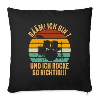 7 Jahre Junge Geschenk 7. Geburtstag Sieben - Sofakissenbezug 45 x 45 cm - Schwarz - Vorne