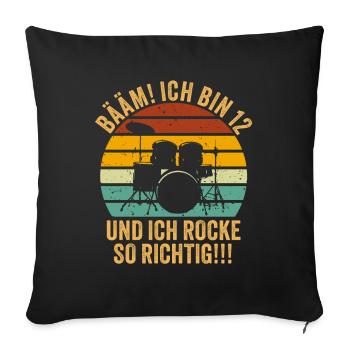 12 Jahre Junge Geschenk 12. Geburtstag Zwölf - Sofakissenbezug 45 x 45 cm - Schwarz - Vorne
