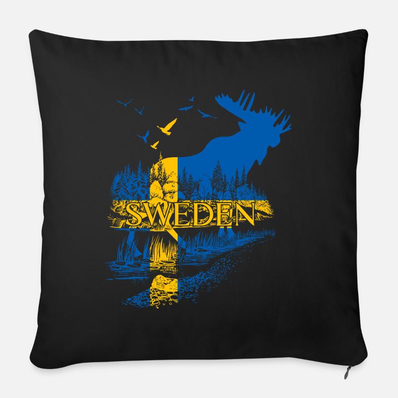 SWEDEN ELCH SCHWEDEN FLAGGE - Sofakissenbezug 45 x 45 cm - Schwarz