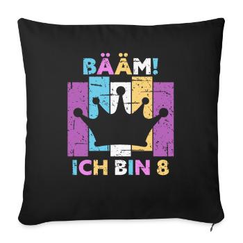 8 Jahre Mädchen Geschenk 8. Geburtstag Prinzessin - Sofakissenbezug 45 x 45 cm - Schwarz - Vorne