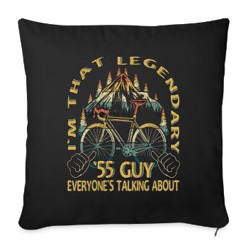 Road Bike Gift for Vintage 1955 Cyclist - Sofa pillowcase 17,3'' x 17,3'' (45 x 45 cm) - black - Front