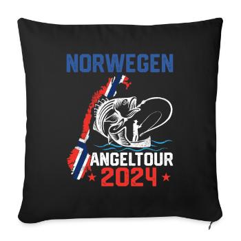 Angeltour Angeln in Norwegen 2024 - Sofakissenbezug 45 x 45 cm - Schwarz - Vorne