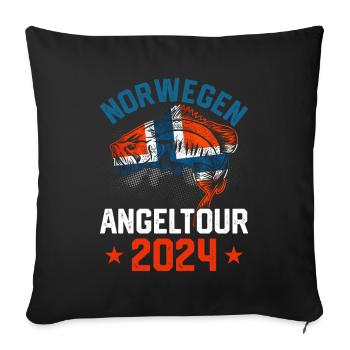 Angeltour Norwegen 2024 - Sofakissenbezug 45 x 45 cm - Schwarz - Vorne
