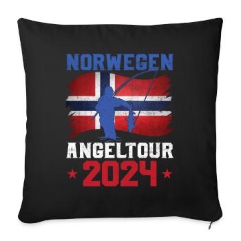 Angeln Norwegen 2024 Angeltour - Sofakissenbezug 45 x 45 cm - Schwarz - Vorne