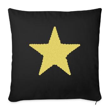 Christmas, Star, Christmas Balls, Gold, Yellow - Sofa pillowcase 17,3'' x 17,3'' (45 x 45 cm) - black - Front