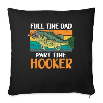 Angler Papa Vater Angeln Geschenkidee Humor Spruch - Sofakissenbezug 45 x 45 cm - Schwarz - Vorne