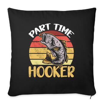 Pêcheur pêcheur pêche pêche idée cadeau humour - Housse de coussin décorative 45 x 45 cm - noir - Devant