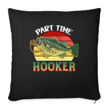 Pêcheur pêcheur pêche pêche idée cadeau humour - Housse de coussin décorative 45 x 45 cm - noir - Devant