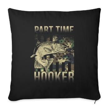 Pêcheur à la ligne Pêche Pêche Idée cadeau Humour - Housse de coussin décorative 45 x 45 cm - noir - Devant