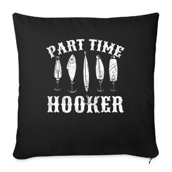 Pêcheur pêcheur idée cadeau pêcheur pêche drôle - Housse de coussin décorative 45 x 45 cm - noir - Devant