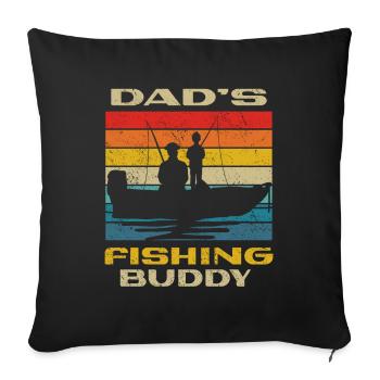 Fishing Angler Father Son Dad's Fishing Buddy - Sofa pillowcase 17,3'' x 17,3'' (45 x 45 cm) - black - Front