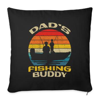 Fishing Angler Father Son Dad's Fishing Buddy - Sofa pillowcase 17,3'' x 17,3'' (45 x 45 cm) - black - Front